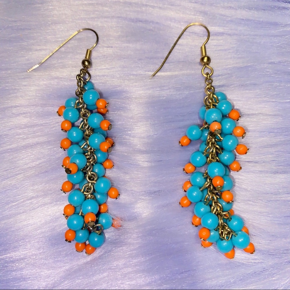 Coral and Mint Beaded Earrings